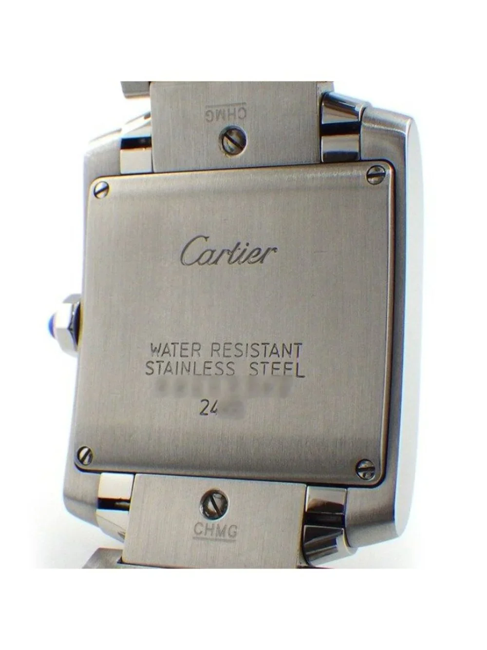 Cartier Watch Tank Francaise MM Square Ivory Dial Roman Index Date SS Quartz